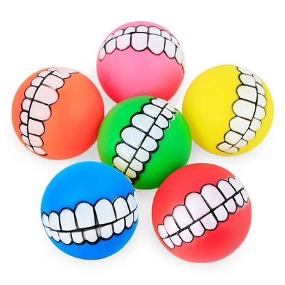 Funny Pets Dog Puppy Cat Ball Teeth Dog Toy PVC Chew Sound Dogs Play Fetching Squeak Toys  Killer Products