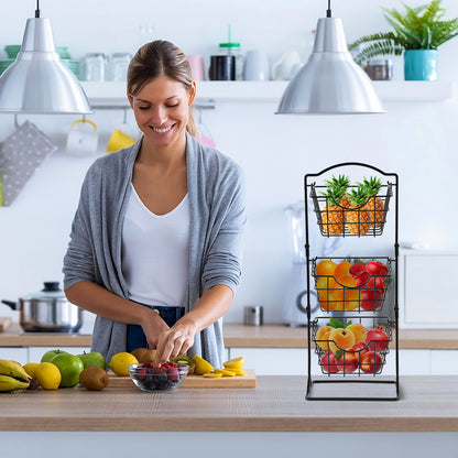 Tiered Iron Storage Rack for Fruits & Vegetables