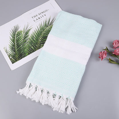 Tassel Turkish Beach Blanket - Geometric Cotton Towel