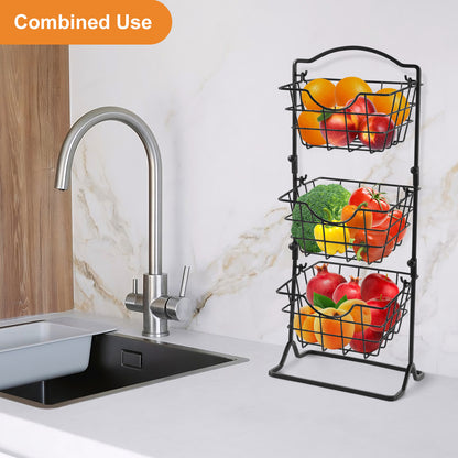 Tiered Iron Storage Rack for Fruits & Vegetables