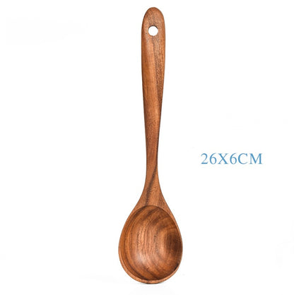 Teak Wood Kitchen Tool Set: Spoons & Spatulas