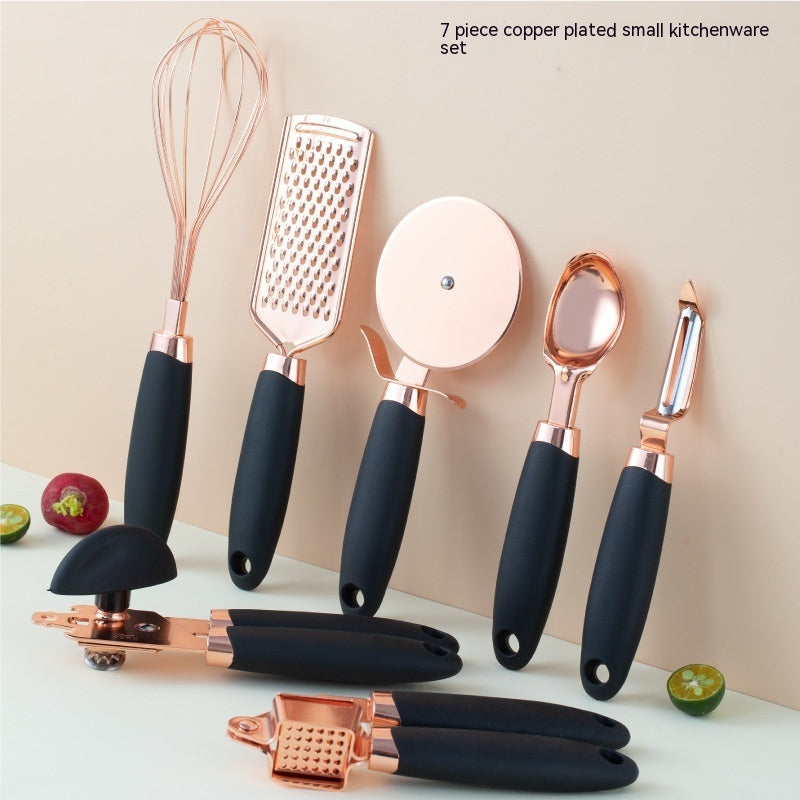 Copper Plated Kitchen Peeler & Cutlery Rack Set