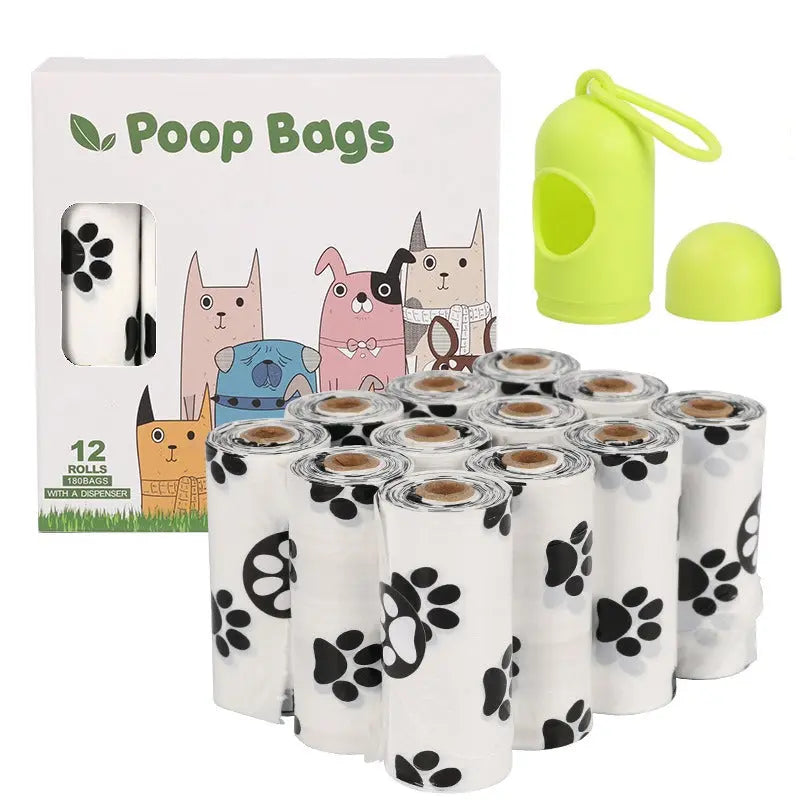 White Footprint Dog Poop Collection Bag D2W Photo Oxygen Degradation Pet Garbage Bag Pet Supplies  Killer Products