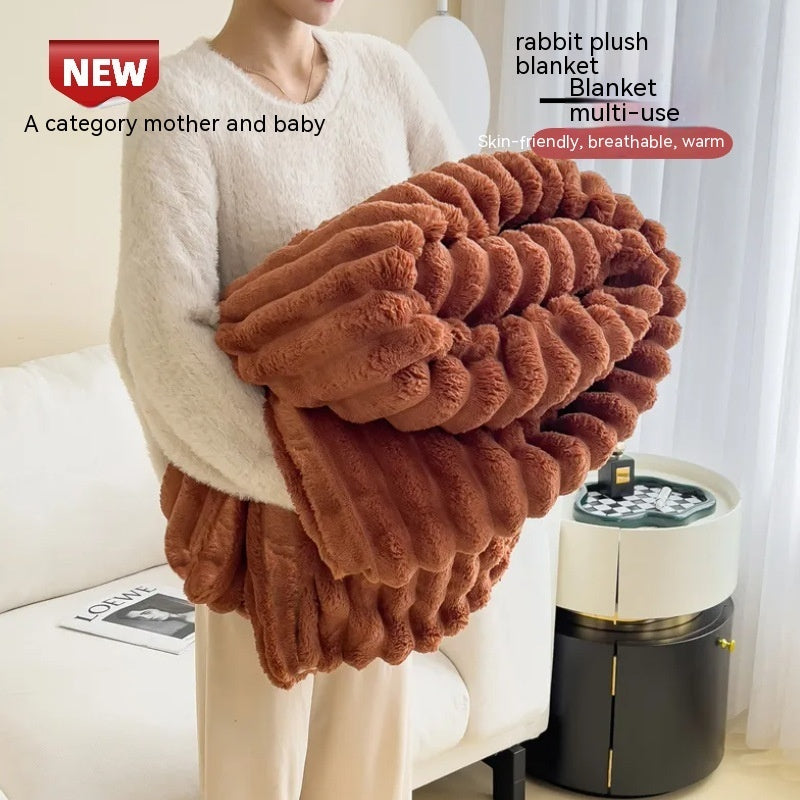 Cozy Luxe Double-Sided Rabbit Fur Blanket