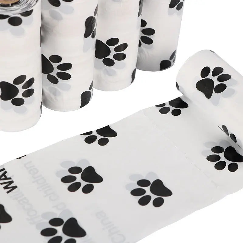 White Footprint Dog Poop Collection Bag D2W Photo Oxygen Degradation Pet Garbage Bag Pet Supplies  Killer Products