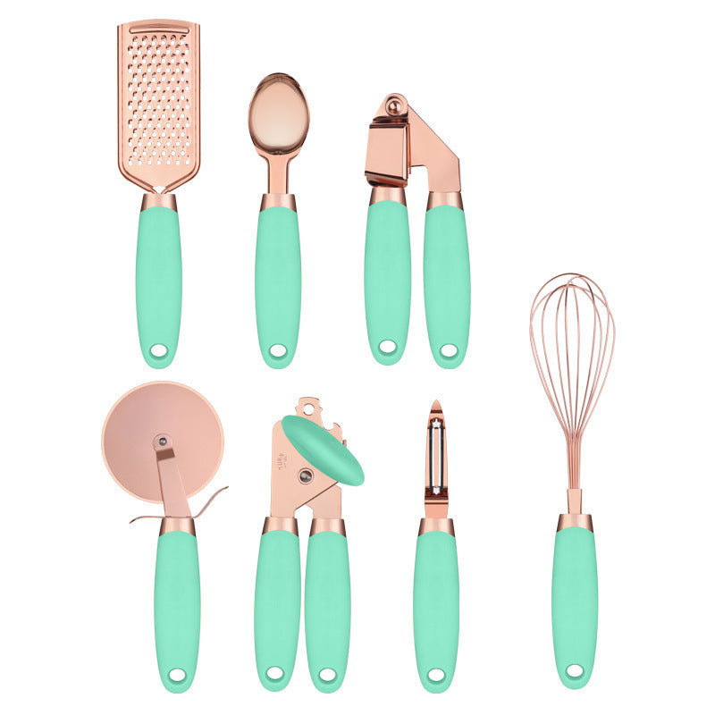 Copper Plated Kitchen Peeler & Cutlery Rack Set