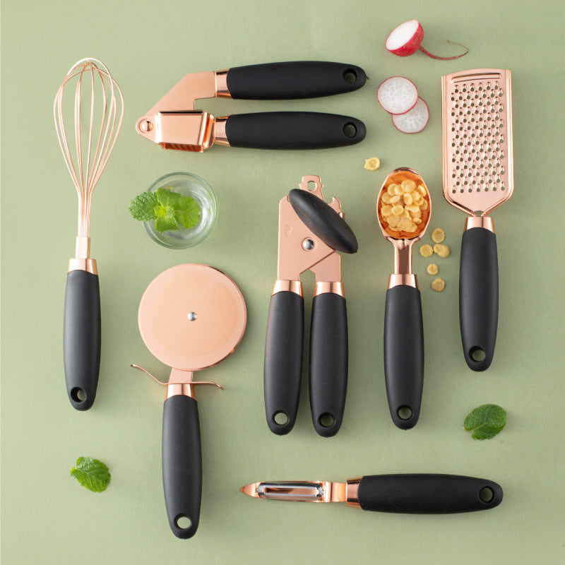 Copper Plated Kitchen Peeler & Cutlery Rack Set