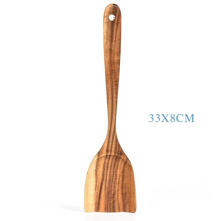 Teak Wood Kitchen Tool Set: Spoons & Spatulas