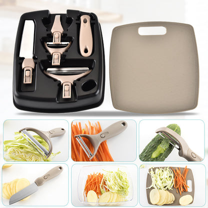 Stainless Steel Cutter Set: Wheat Straw Board & Peeler Combo