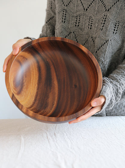 Natural Wooden Bowl: Elegant Kitchen & Restaurant Food Container