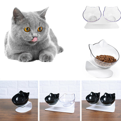 Cat Double Bowl: Protects Cervical Vertebra, Elevates Feeding Comfort