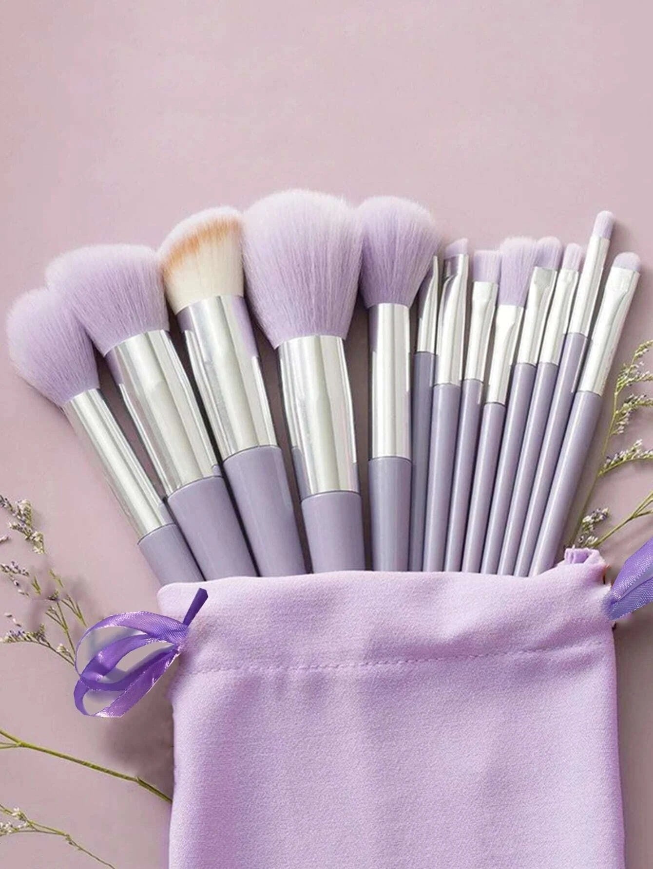 Soft Fiber Makeup Brush Set with Travel Bag