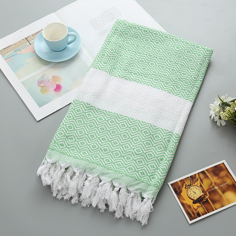 Tassel Turkish Beach Blanket - Geometric Cotton Towel