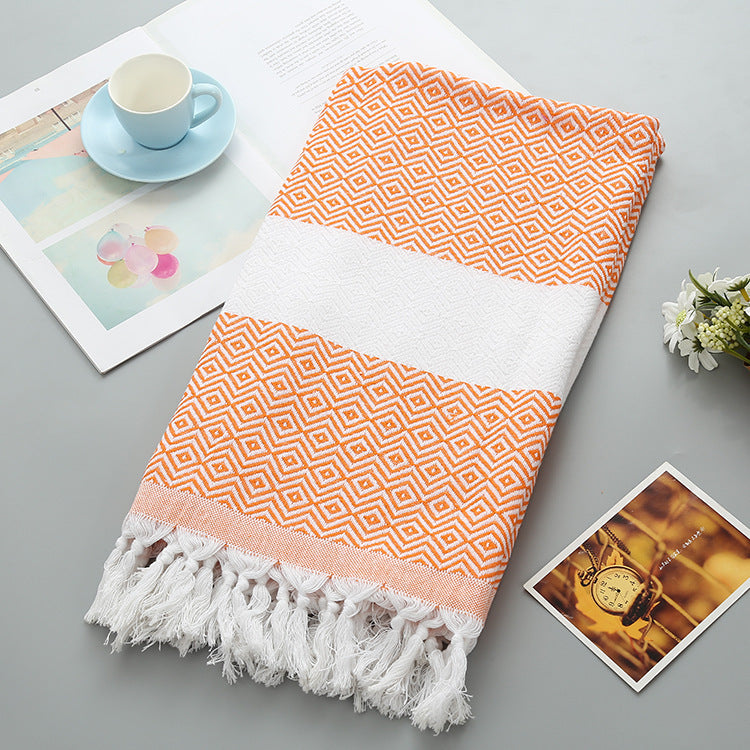 Tassel Turkish Beach Blanket - Geometric Cotton Towel