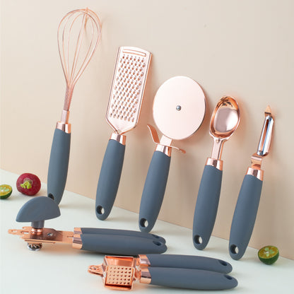 Copper Plated Kitchen Peeler & Cutlery Rack Set