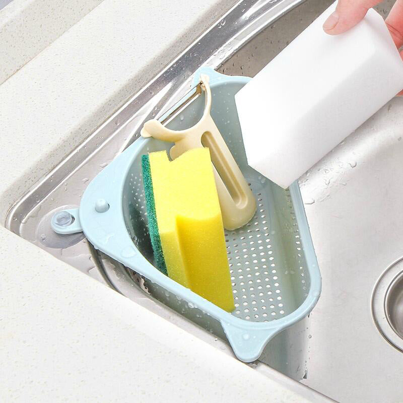 Tri-Storage Sink Rack: Ventilated Sponge Organizer