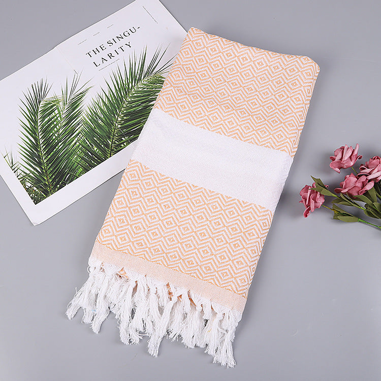 Tassel Turkish Beach Blanket - Geometric Cotton Towel