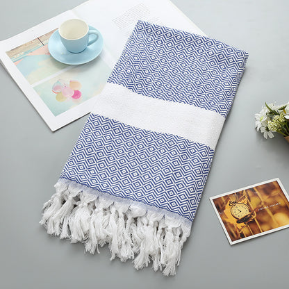 Tassel Turkish Beach Blanket - Geometric Cotton Towel