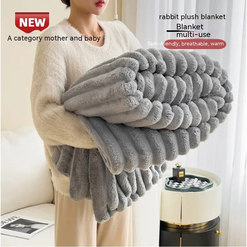 Cozy Luxe Double-Sided Rabbit Fur Blanket