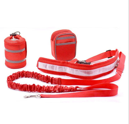 Adjustable Hands Free Dog Leash with Waist Bag and Pouch