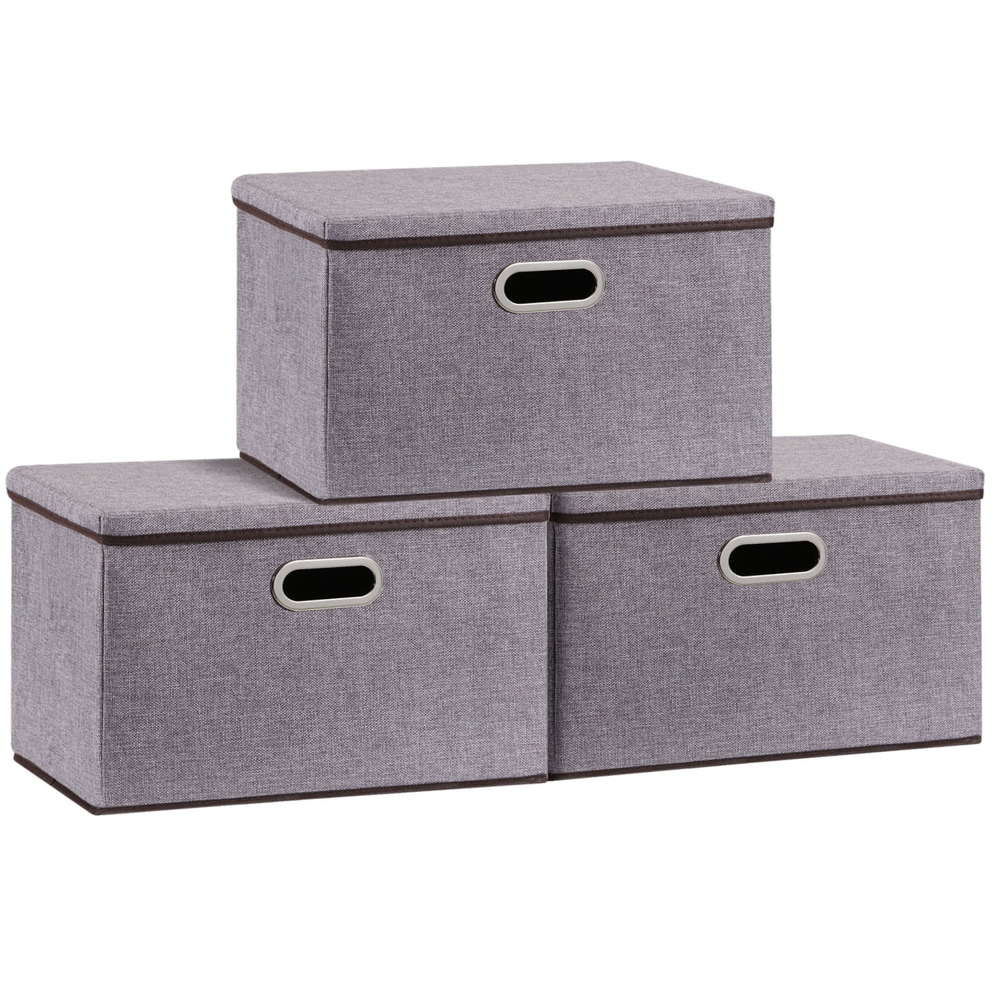Large Cotton Linen Storage Box Set, Foldable Clothing Organizer