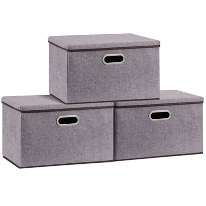 Large Cotton Linen Storage Box Set, Foldable Clothing Organizer