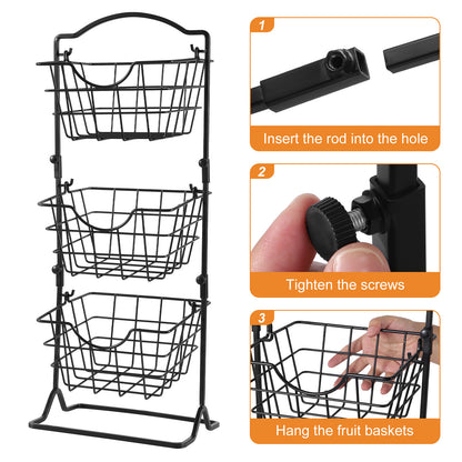 Tiered Iron Storage Rack for Fruits & Vegetables