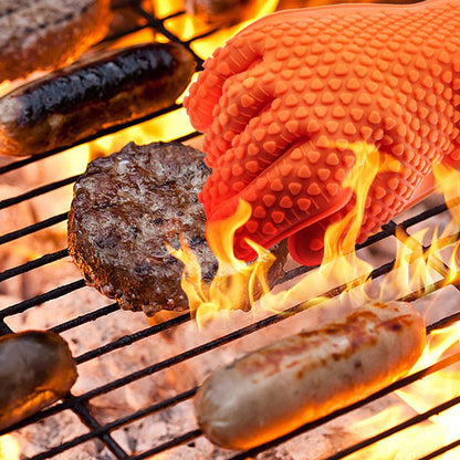 Silicone BBQ & Oven Mitts - Heat Resistant Gloves