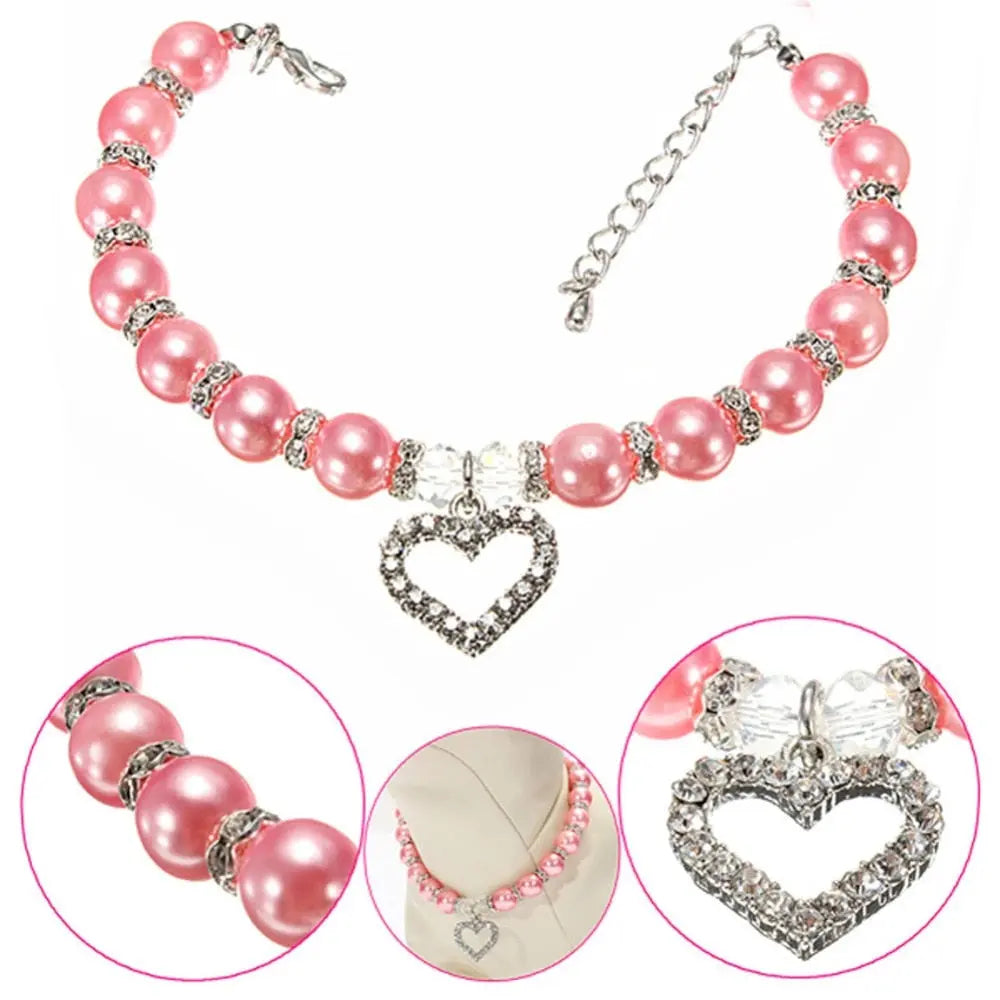 PET Fashion Coller Puppy Dog Collar Cat Pearl Necklace Pet Accessories Love Diamond Pets Dogs Cats Collar & Ldads Jewelry  Killer Products