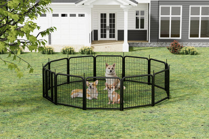 Outdoor 12 piece dog fence, 24 inch portable indoor game fence for small dog pets. Black, 22.2 inches wide x 23.6 inches high.  Killer Products