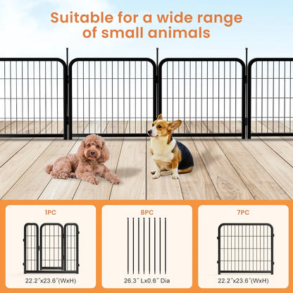 Outdoor 12 piece dog fence, 24 inch portable indoor game fence for small dog pets. Black, 22.2 inches wide x 23.6 inches high.  Killer Products