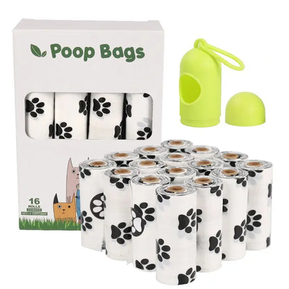 White Footprint Dog Poop Collection Bag D2W Photo Oxygen Degradation Pet Garbage Bag Pet Supplies  Killer Products