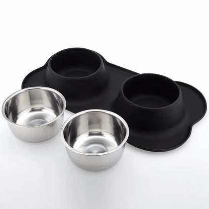 Gomaomi Stainless Steel Dog Bowl No Spill Non-Skid Silicone Mat Feeder Bowls Pet Bowl for Dogs Cats and Pets  Killer Products