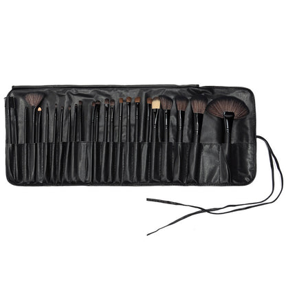 24 PCs Makeup Brush With Horse Hair Black Wood Color Makeup Full Set