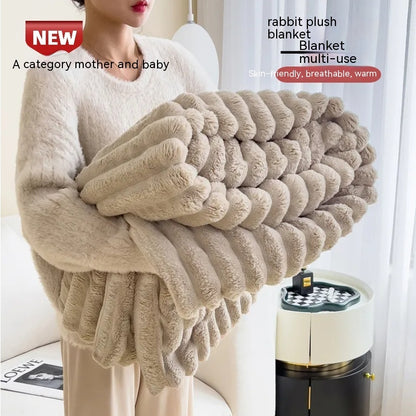 Cozy Luxe Double-Sided Rabbit Fur Blanket