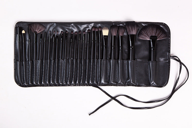 24 PCs Makeup Brush With Horse Hair Black Wood Color Makeup Full Set