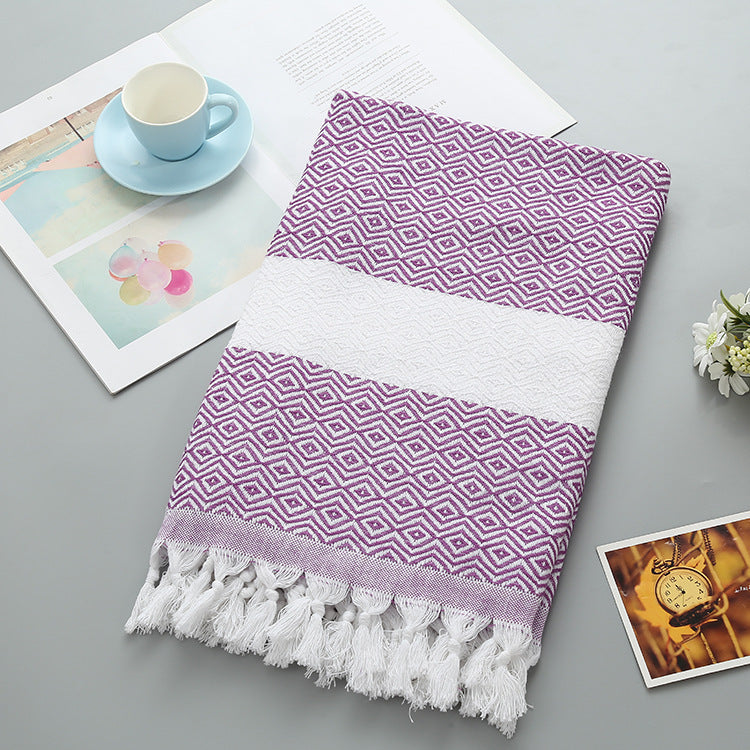 Tassel Turkish Beach Blanket - Geometric Cotton Towel