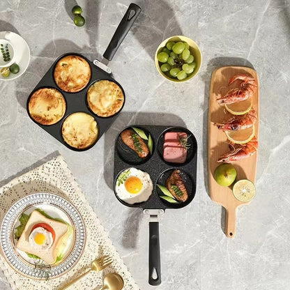 Versatile Non-Stick 4-Hole Pan for Breakfast & Burgers