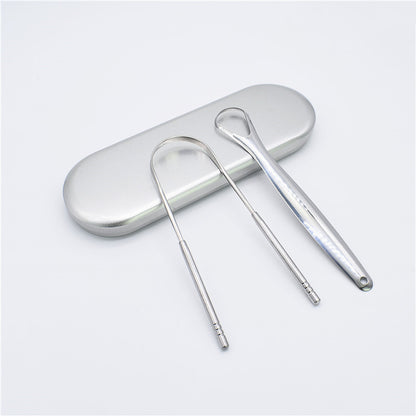 Shiny Steel Tongue Cleaner Set - Oral Hygiene Tools