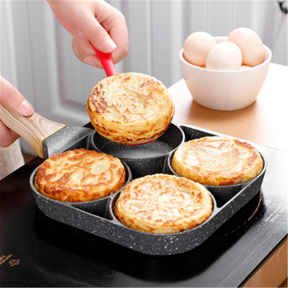 Versatile Non-Stick 4-Hole Pan for Breakfast & Burgers