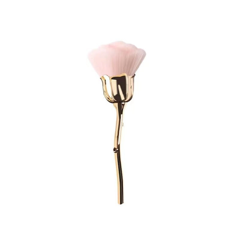 Luxurious Rose Face Powder Makeup Brush with Elegant Pink Handle