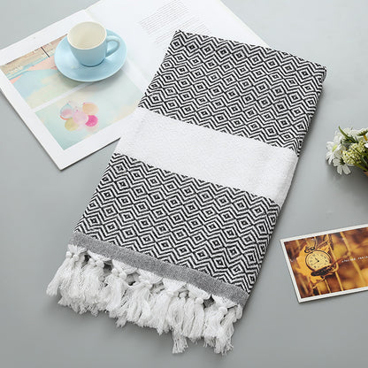 Tassel Turkish Beach Blanket - Geometric Cotton Towel