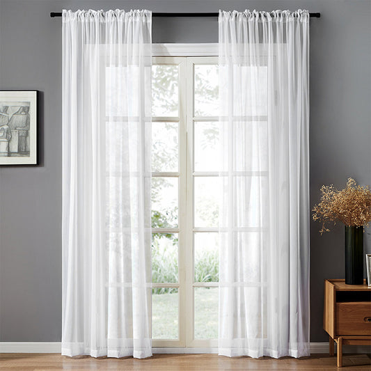 Pure Color Cotton-Linen Vertical Curtain