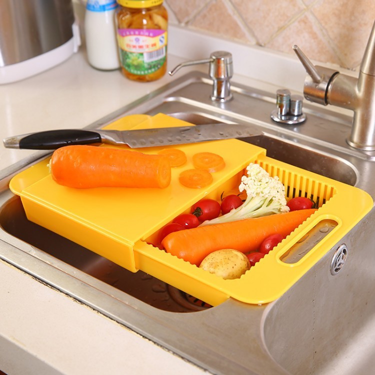 Multifunction Kitchen Chopping Blocks with Drain Basket Board