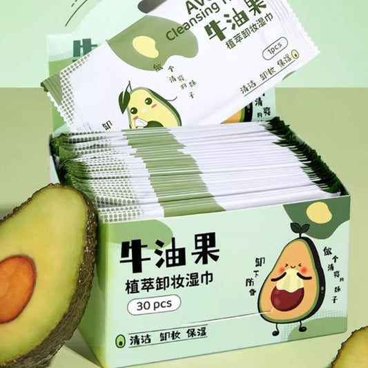 Avocado Bliss Makeup Wipes - 30 Disposable Towelettes