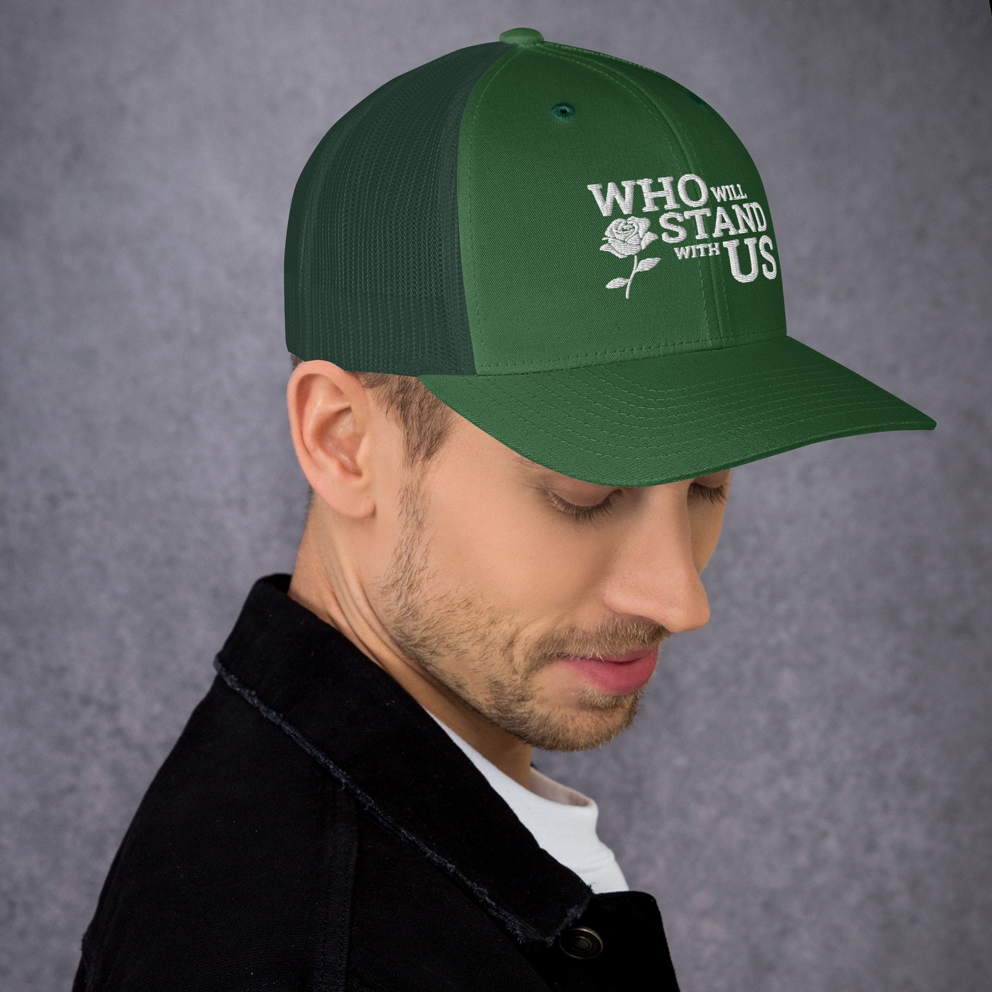 Who Will Stand With Us" Political Trucker Cap – Bold Style for Bold Voices - Killer Products