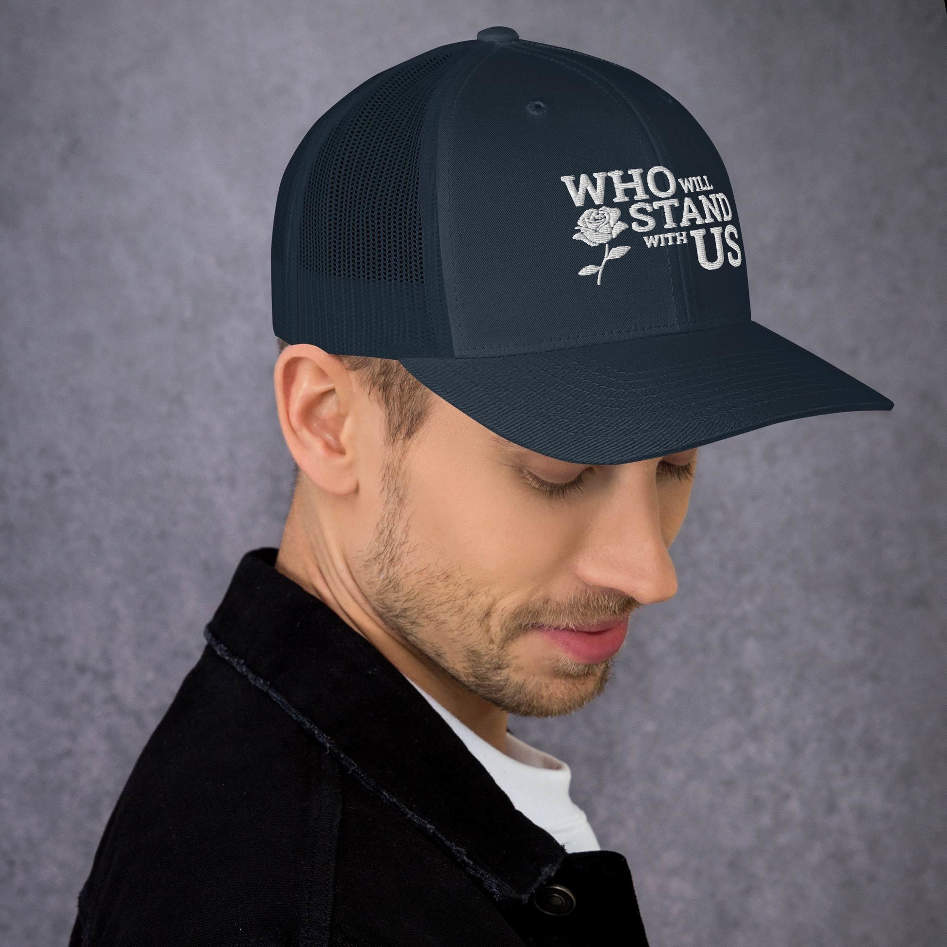 Who Will Stand With Us" Political Trucker Cap – Bold Style for Bold Voices - Killer Products