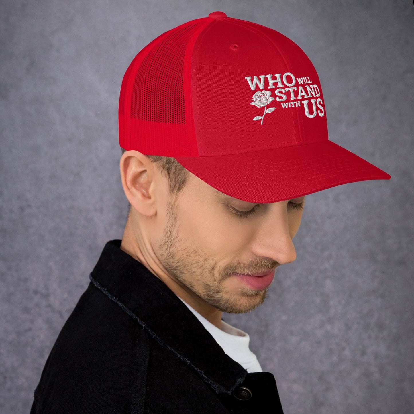 Who Will Stand With Us" Political Trucker Cap – Bold Style for Bold Voices - Killer Products